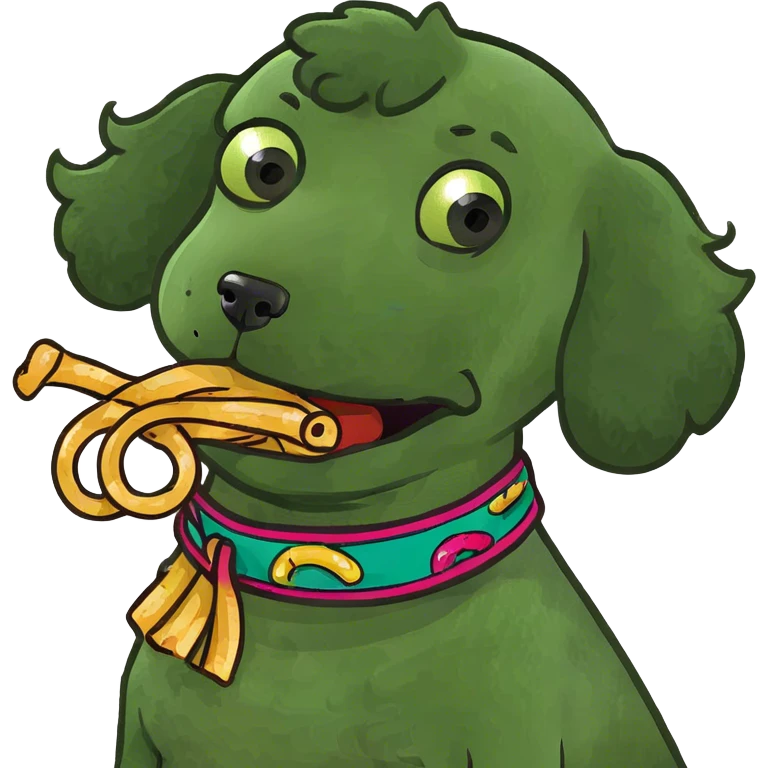 Poodle with a noodle emoji