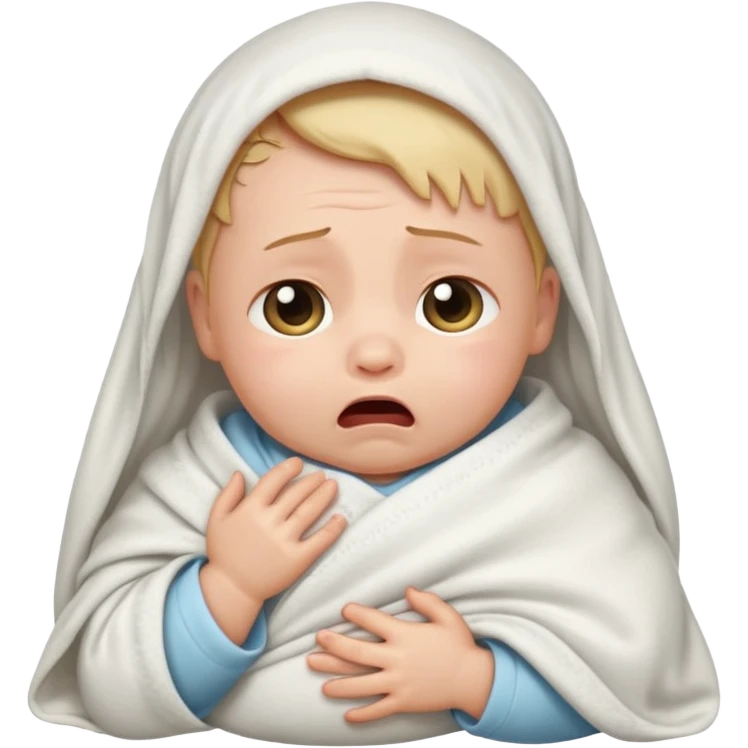 a swaddled baby crying emoji