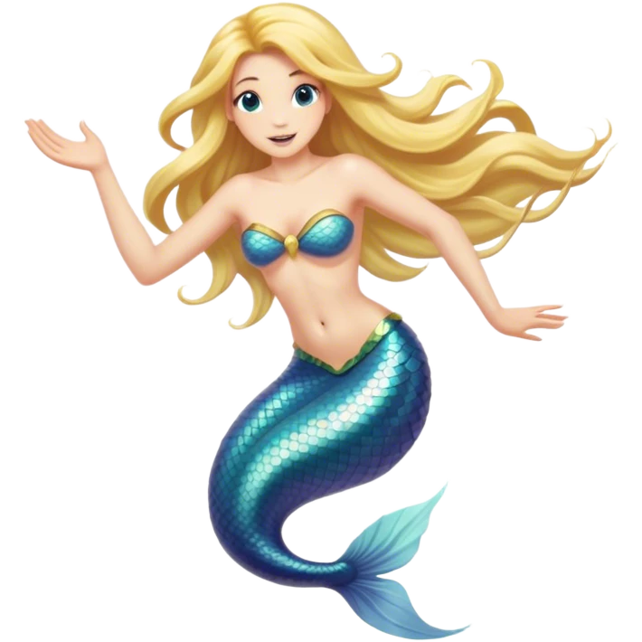 Flying male mermaid with long blonde hair and long nails emoji