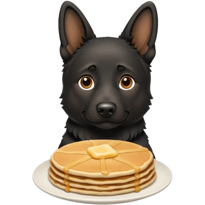  black German shepherd with folded ears and pancakes emoji