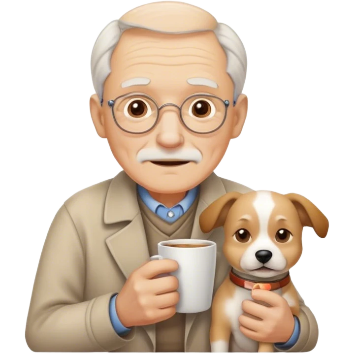 old man with cup and dog emoji