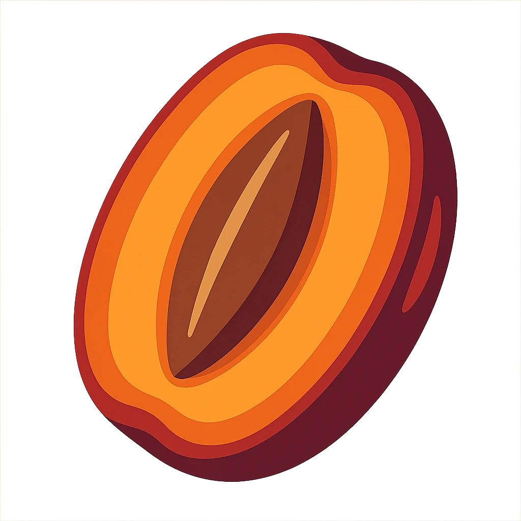 date fruit cut in half showing the pit, vibrant style emoji