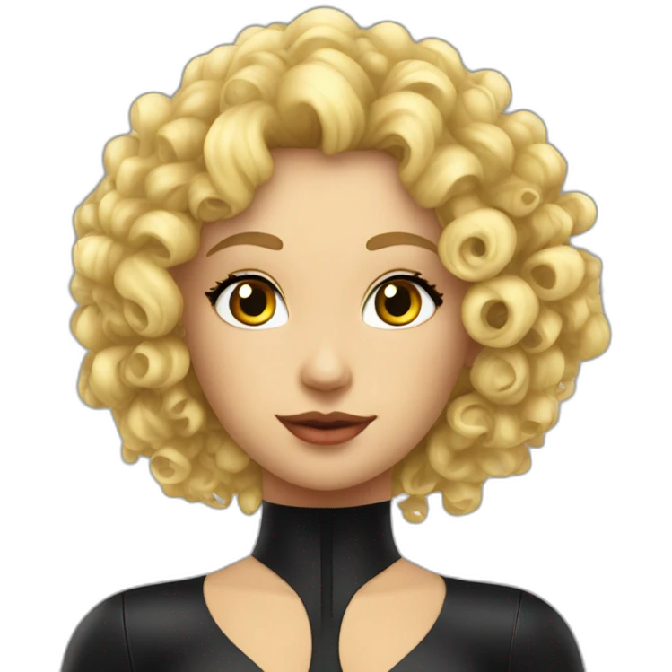 curly-blonde-woman-latex-black-catsuit emoji