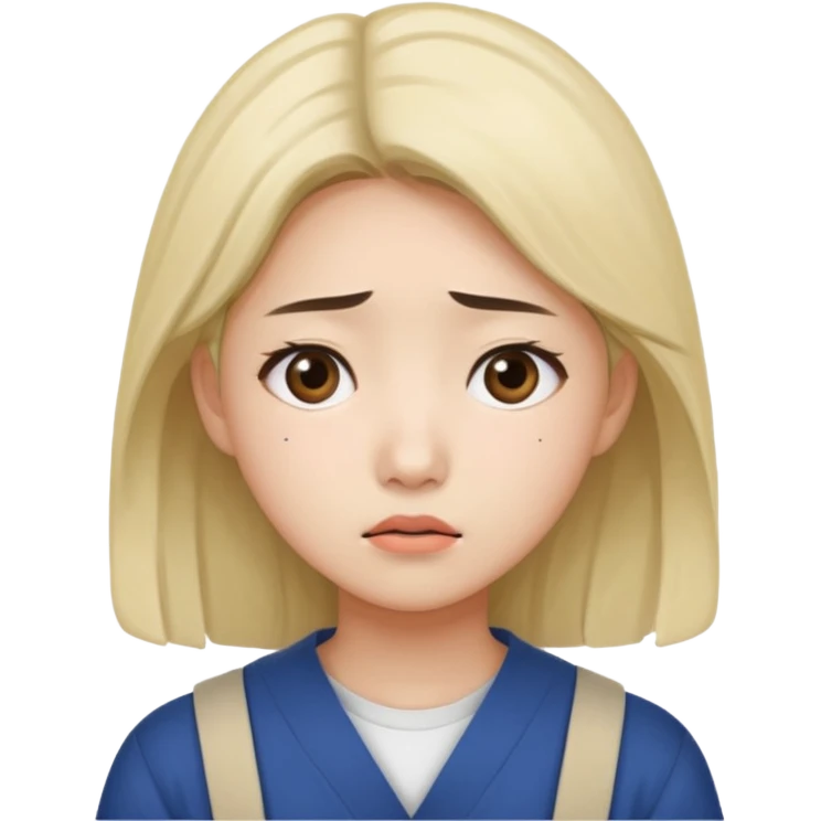 South Korean female college student with a worried face  emoji