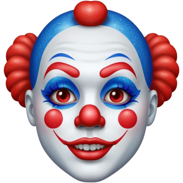 glitter red and blue clown emoji