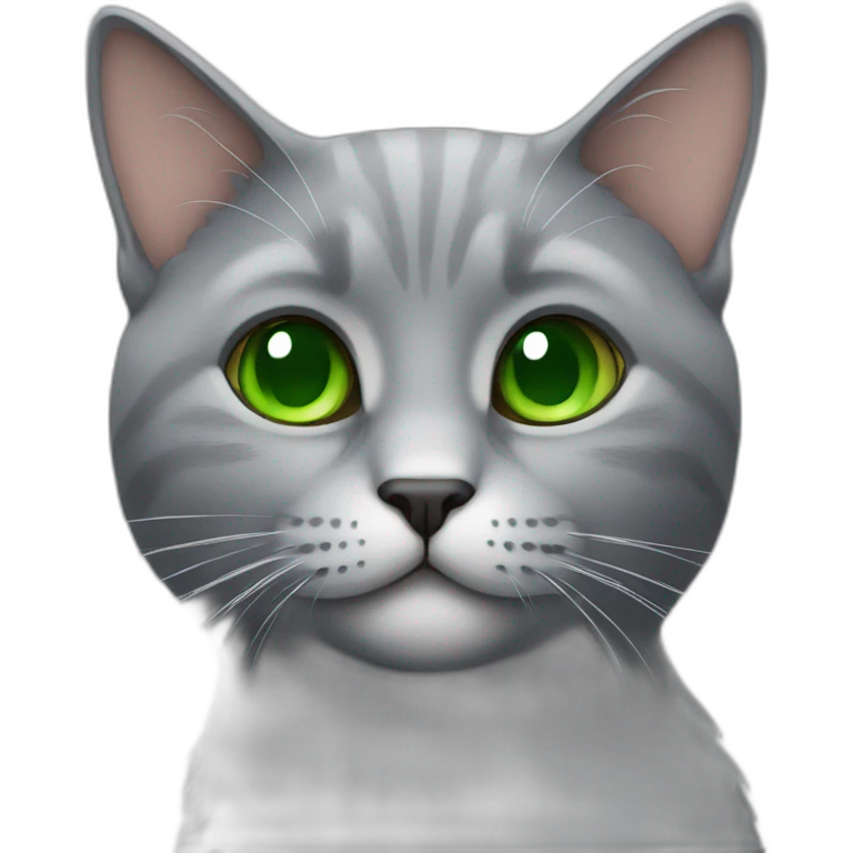 grey cat with green eyes  emoji
