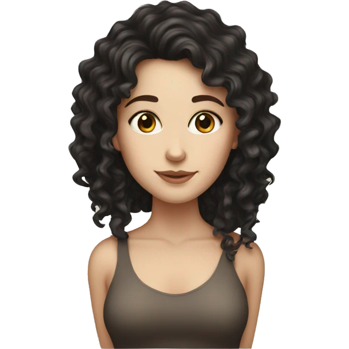 White girl with dark curly long hair  emoji