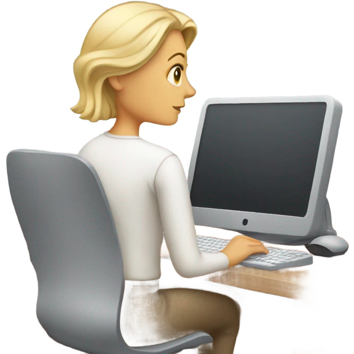 White woman working on the comp emoji