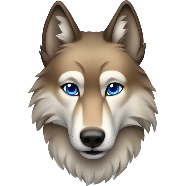 A sable wolf with blue eyes emoji