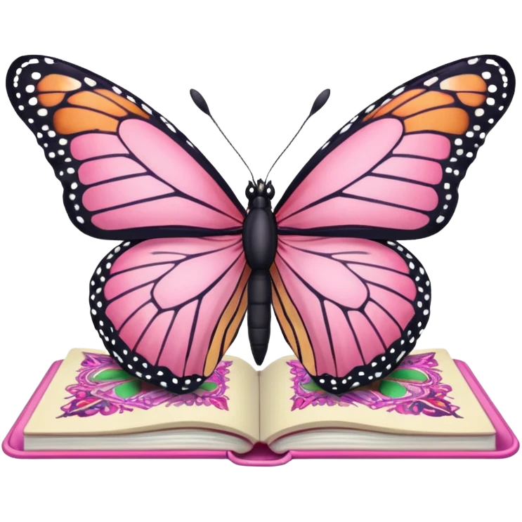 pink butterfly on notebook emoji