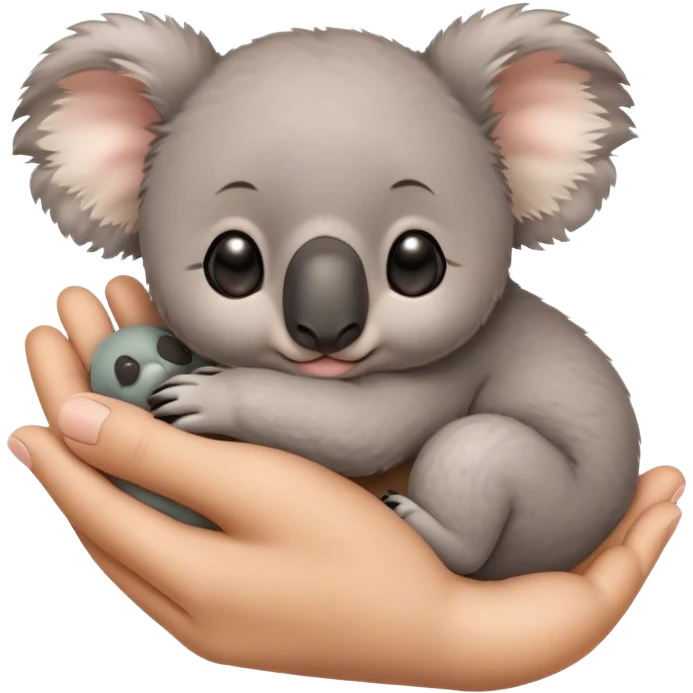 Microscopic, baby koala, taking a nap in somebody’s hands ￼ emoji