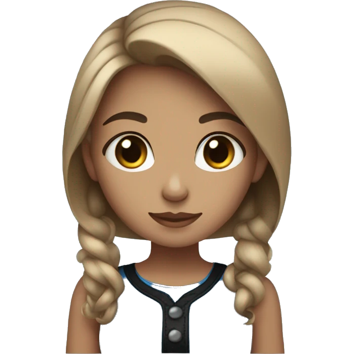 Brunette girl midume brown with blond highlight hair holding black small cat with blue eyes emoji