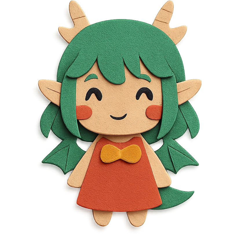 cute dragon girl with green hair emoji