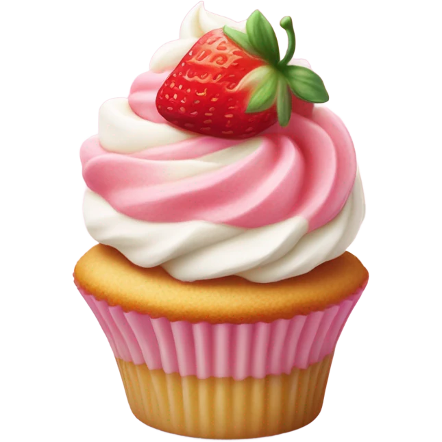 Cupcake with Strawberry cheesecake  bites on top emoji