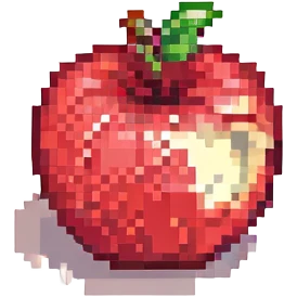juicy red apple, 2D sprite style, vibrant and playful, suitable for a fruit ninja game emoji