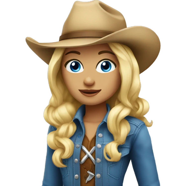 Blonde cowgirl blue eyes emoji