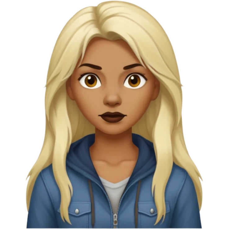 dark brown werewolf woman with long blond hair in casual outfit emoji