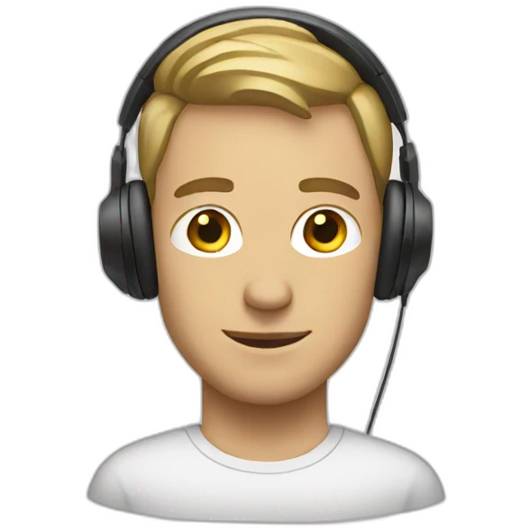 white man wearing headphones emoji