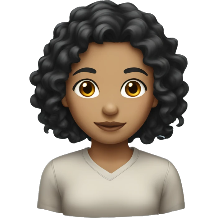 girl with long curly black hair and light skin emoji