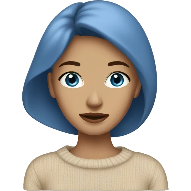 Blue eye woman beige sweater emoji