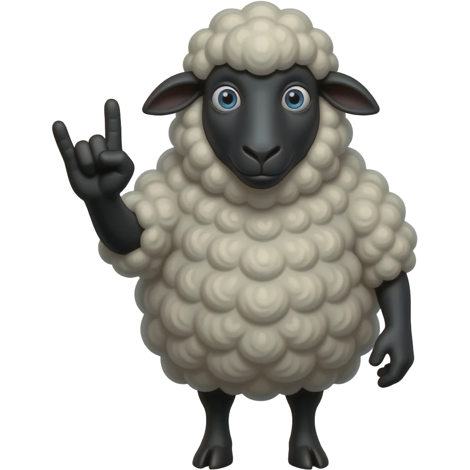 sheep black  with🤘🏾sign emoji