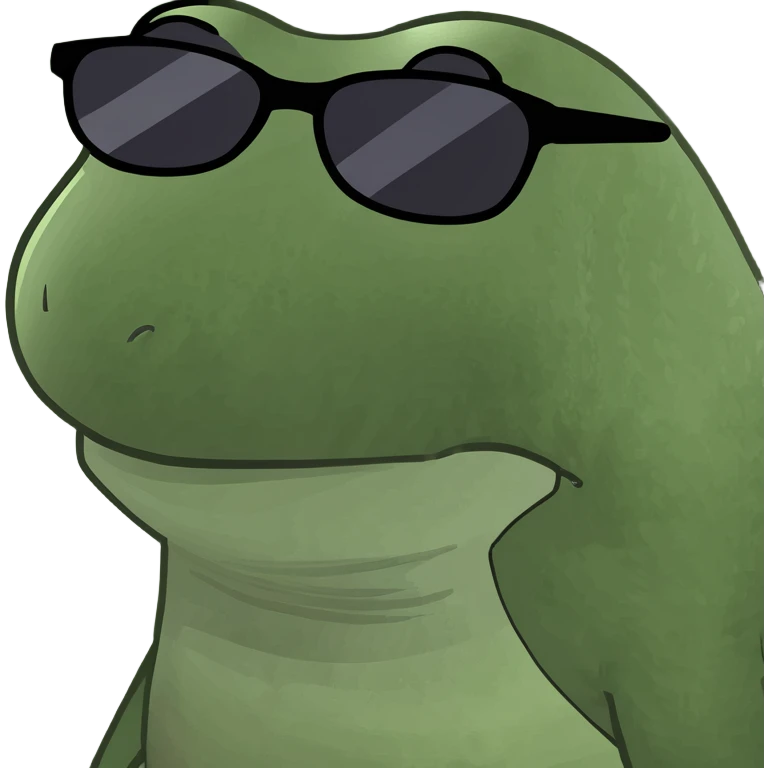 Frog and dinosaur with sunglasses emoji