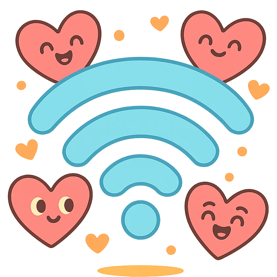 значок вай фая с сердечками вокруг emoji