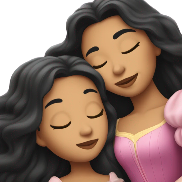 Sleeping beauty with daughter with black hair emoji