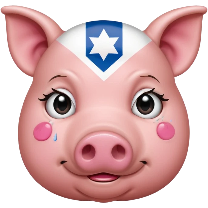 israeli pig with israel flags everywhere crying emoji