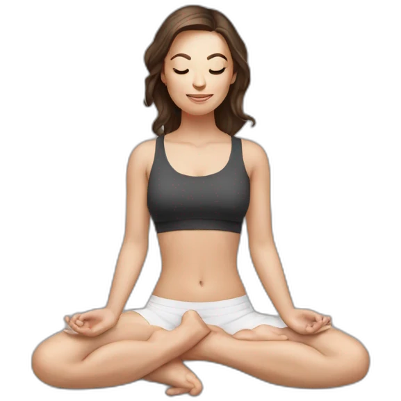 White girl brunette hair in Malasana yoga emoji