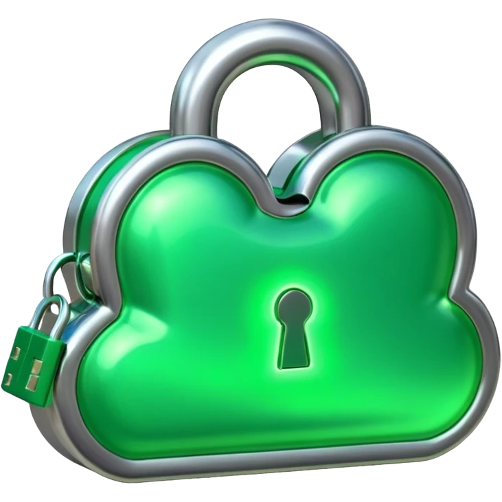 a cloud with a green glowing open padlock emoji