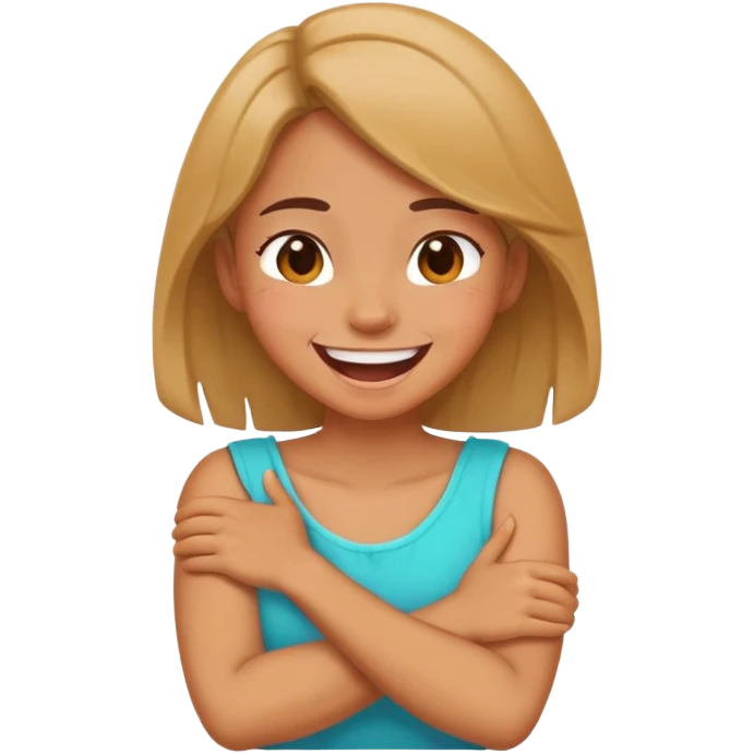 Girl with her arms crossed holding her neck laughing  emoji