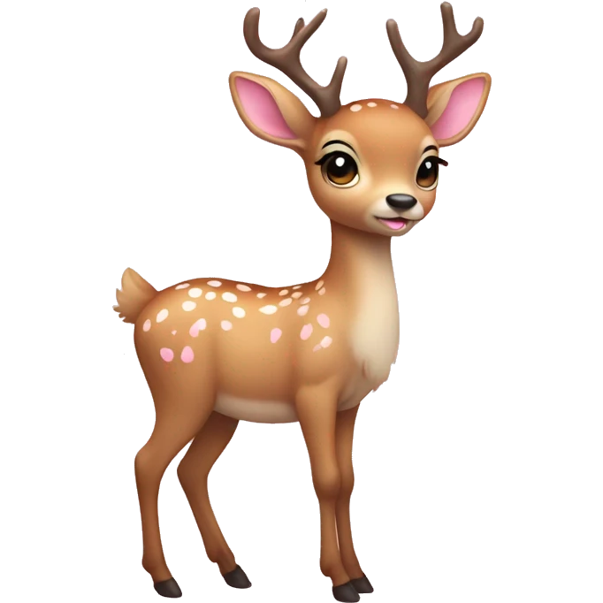 Cute full body deer wearing baby pink bow emoji
