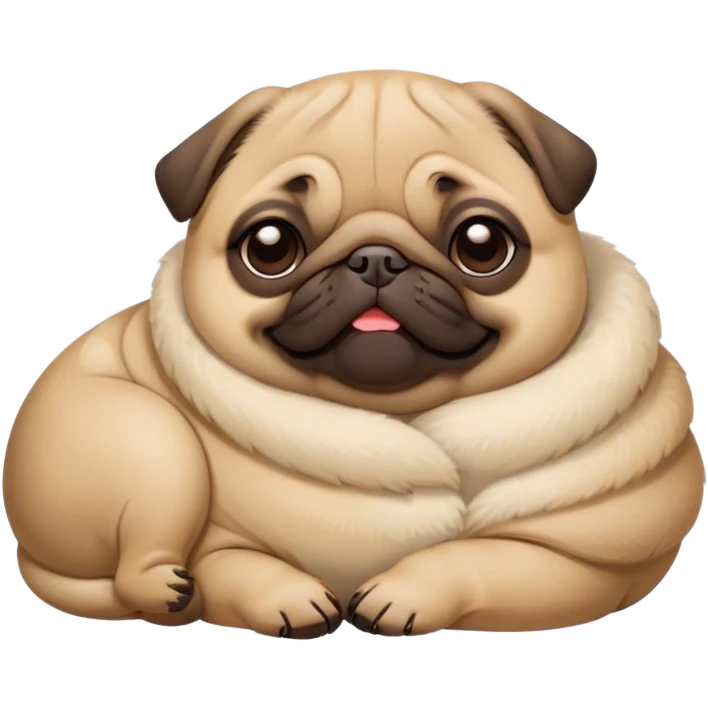 Cinematic Meme-Worthy Chubby Sleeping Fawn Pug Portrait Emoji, Head resting peacefully with a contented smile, showcasing a delightfully chubby build and a luxuriously soft fawn coat, eyes shut in a serene nap, Simplified yet hilariously adorable features, highly detailed, glowing with a soft, drowsy light, high shine, relaxed and utterly lovable, stylized with an air of playful laziness, bright and heartwarming, soft glowing outline, capturing the essence of a comically sleepy companion, so meme-worthy it feels like it could instantly become the next viral sensation of adorable slumber! emoji