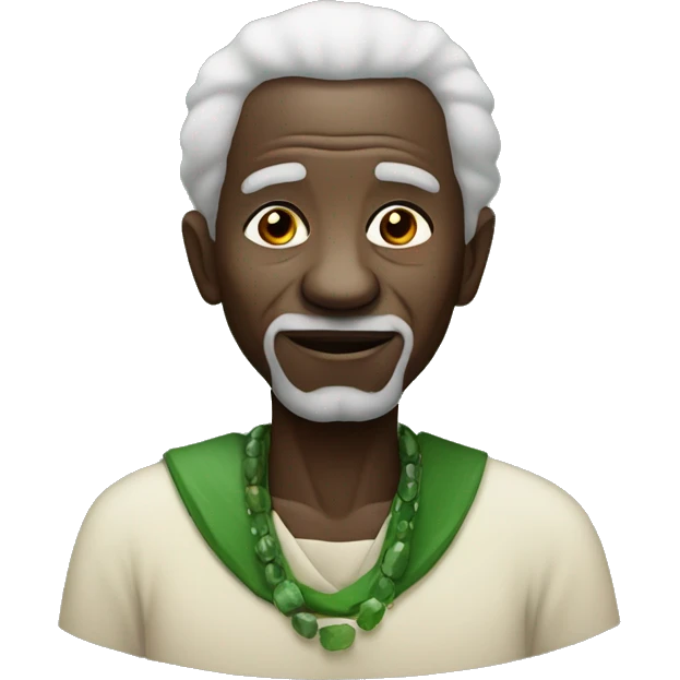 Old african man with green stone emoji