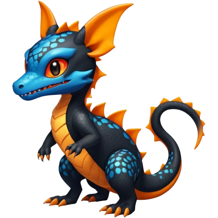 Shiny Cute Spooky Salandit-Umbreon-Charmeleon-Fakémon-hybrid-creature (full body)  emoji