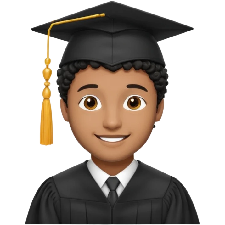 Graduated Students, Male, brown skin, black curly hair, proudly, short hair, wearing graduation cap emoji