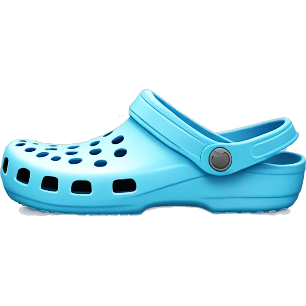 Realistic light blue pair o crocs shoes isolated.  emoji