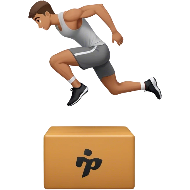 man jump onto plyo-box side-view emoji