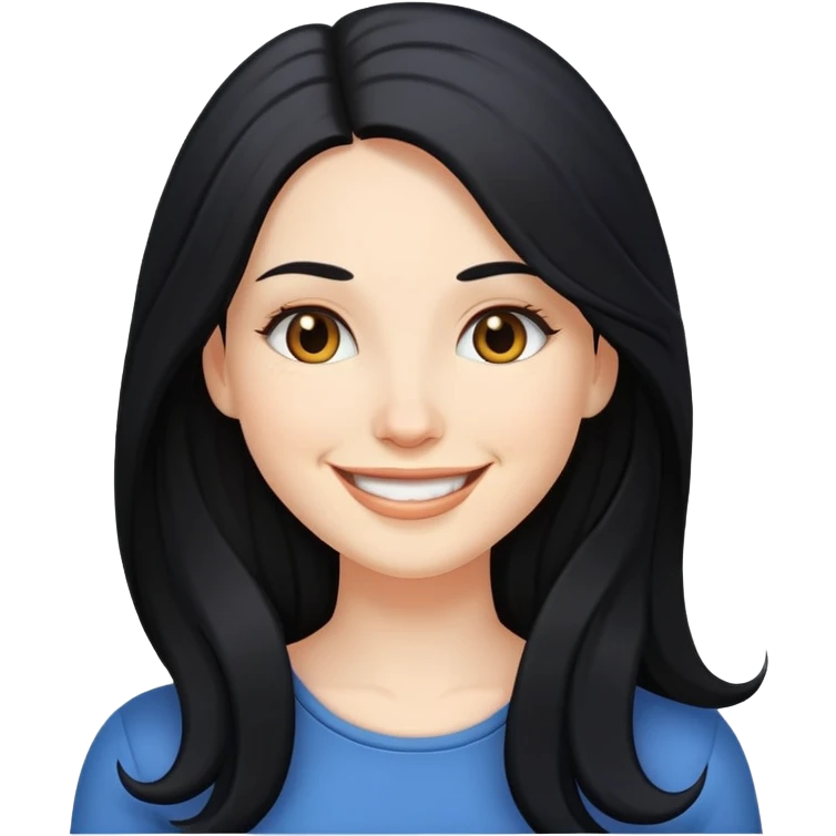 white woman with long black hair, smiling emoji