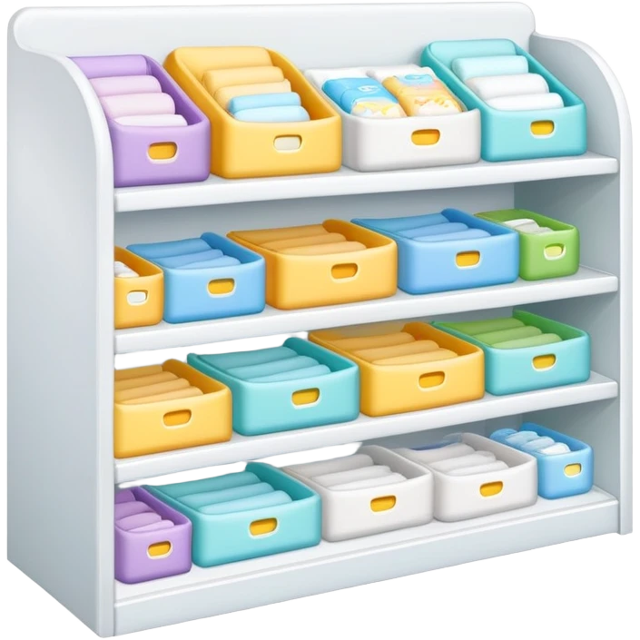 a simple and small retail/ drugstore shelf for diapers emoji