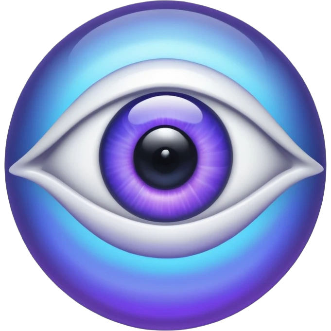 a single spooky floating disembodied eye colored blue, purple, black and white emoji