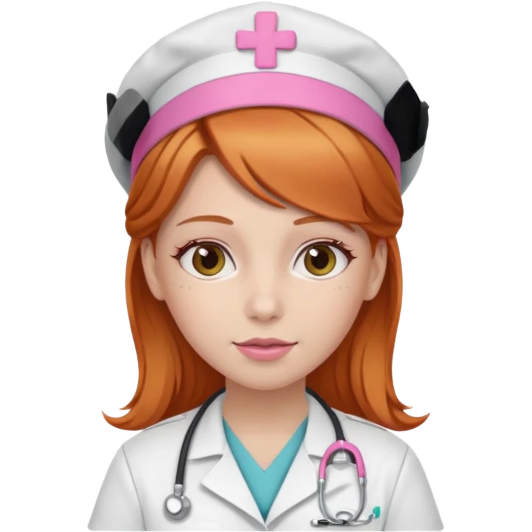 girly nurse with pink accessories and ginger hair emoji
