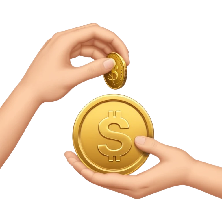 getting coin money with two hand emoji