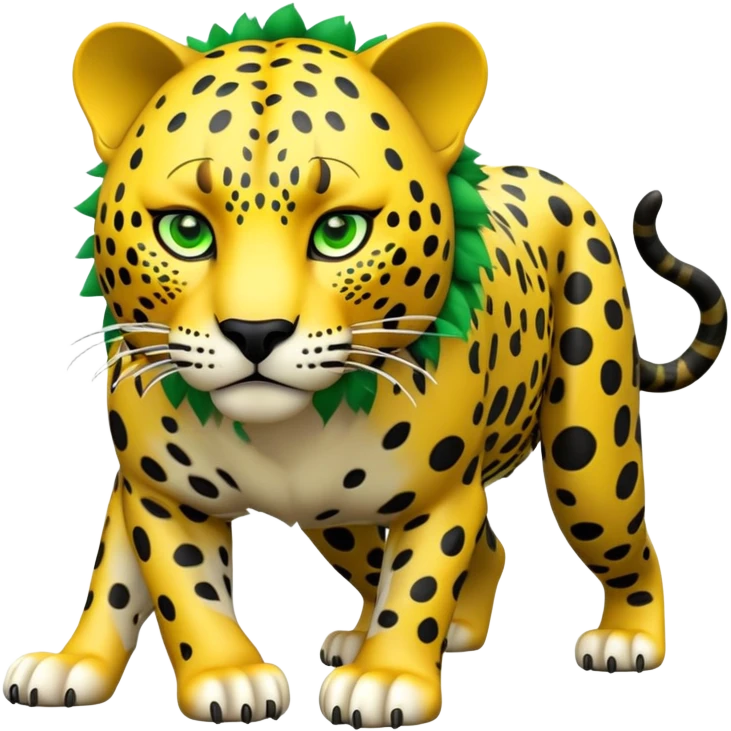 cinematic-jaguar-realistic-full-body-on all fours-emoji,-powerful-frame-poised-for-action,-yellow-fur-adorned-with-bold-black-rosettes,-head-tilted-dramatically,-piercing-green-eyes-locked-onto-its-prey,-simplified-yet-realistic-focused-features,-highly-detailed,-glowing-with-an-almost-sarcastic-glow emoji