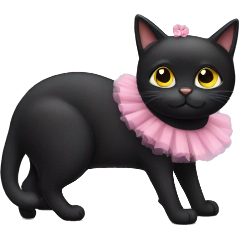 Black cat with tutu emoji