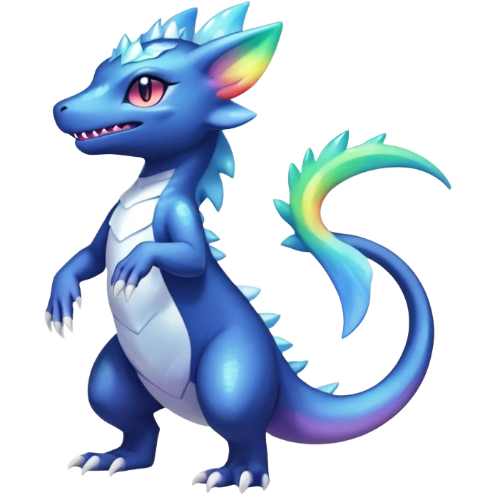 Rainbow crystalic Shiny pastel Salandit-Meowstic-Noibat-Fakémon-hybrid-creature (full body)  emoji
