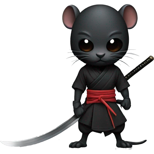 ninja black rat with katana emoji