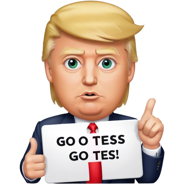 Donald trump holding a sign saying Go Tess  emoji