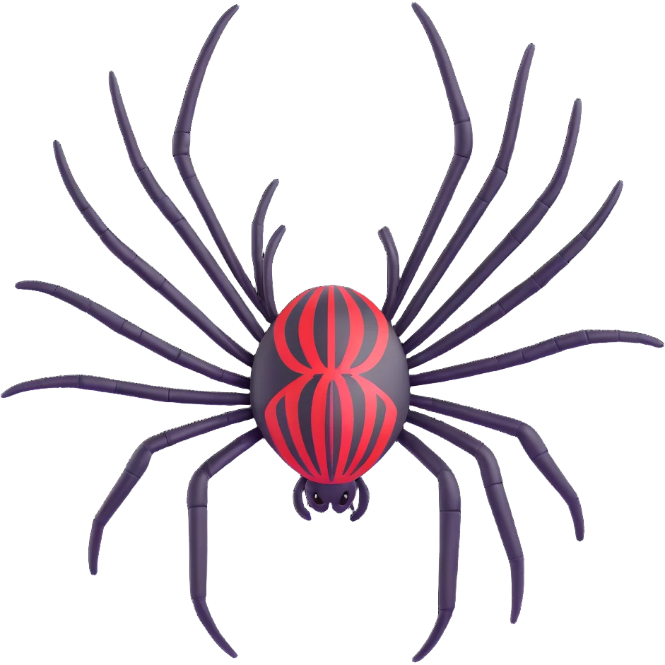 detailed black spider with red markings emoji